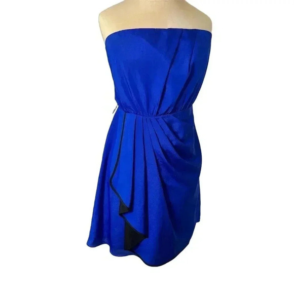 Express Women's Strapless Faux Wrap Dress Size 8 Royal Blue Formal Elegant - Picture 1 of 11
